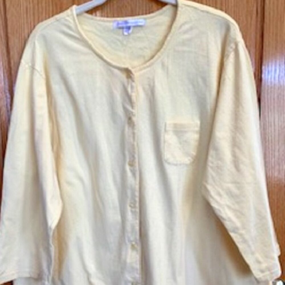 SOLD Women's Carole Hochman Cotton Shirt Long Sleeve Button Closure Yellow 1X